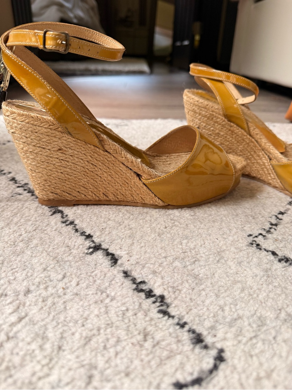 Eric Michael Wedge Espadrille Sandals - Patent Leather